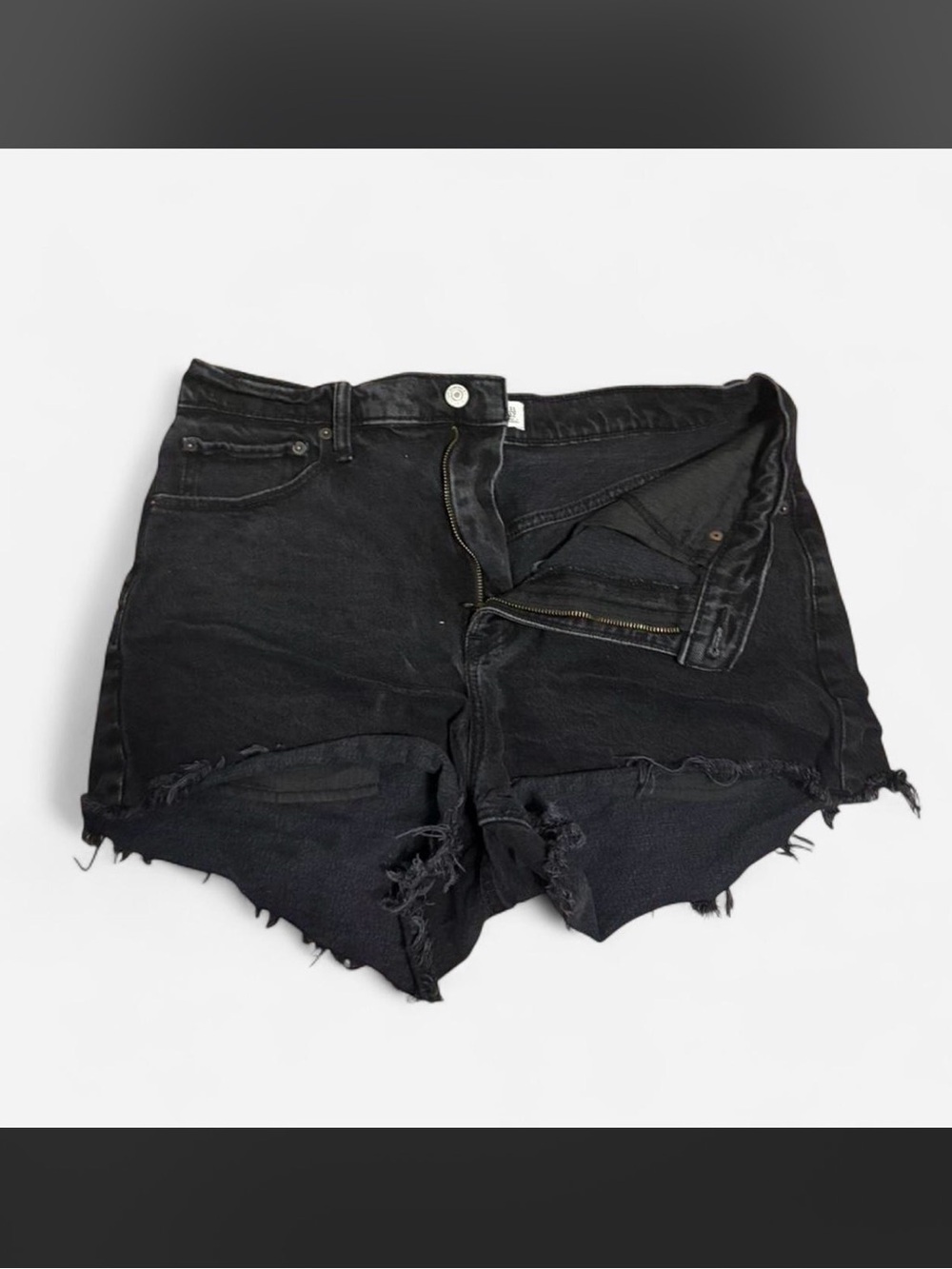 Abercrombie & Fitch Black Distressed High-Rise Jean Shorts